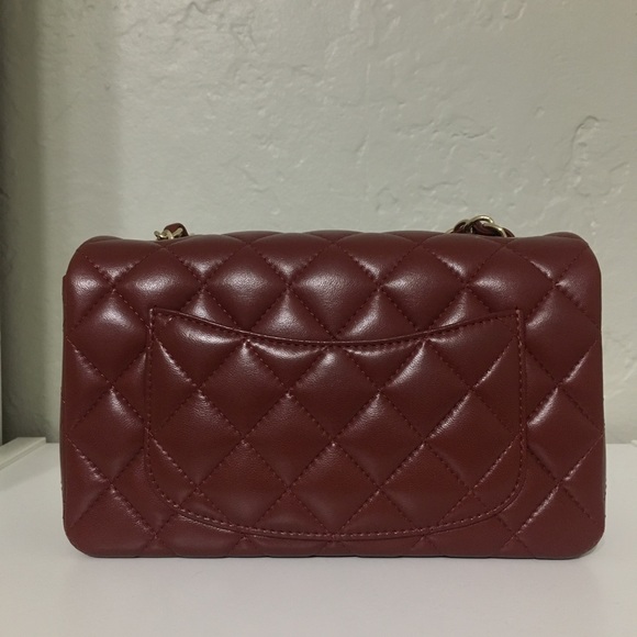 CHANEL Rectangular Lambskin Mini Red Burgundy 17B - Picture 2 of 8